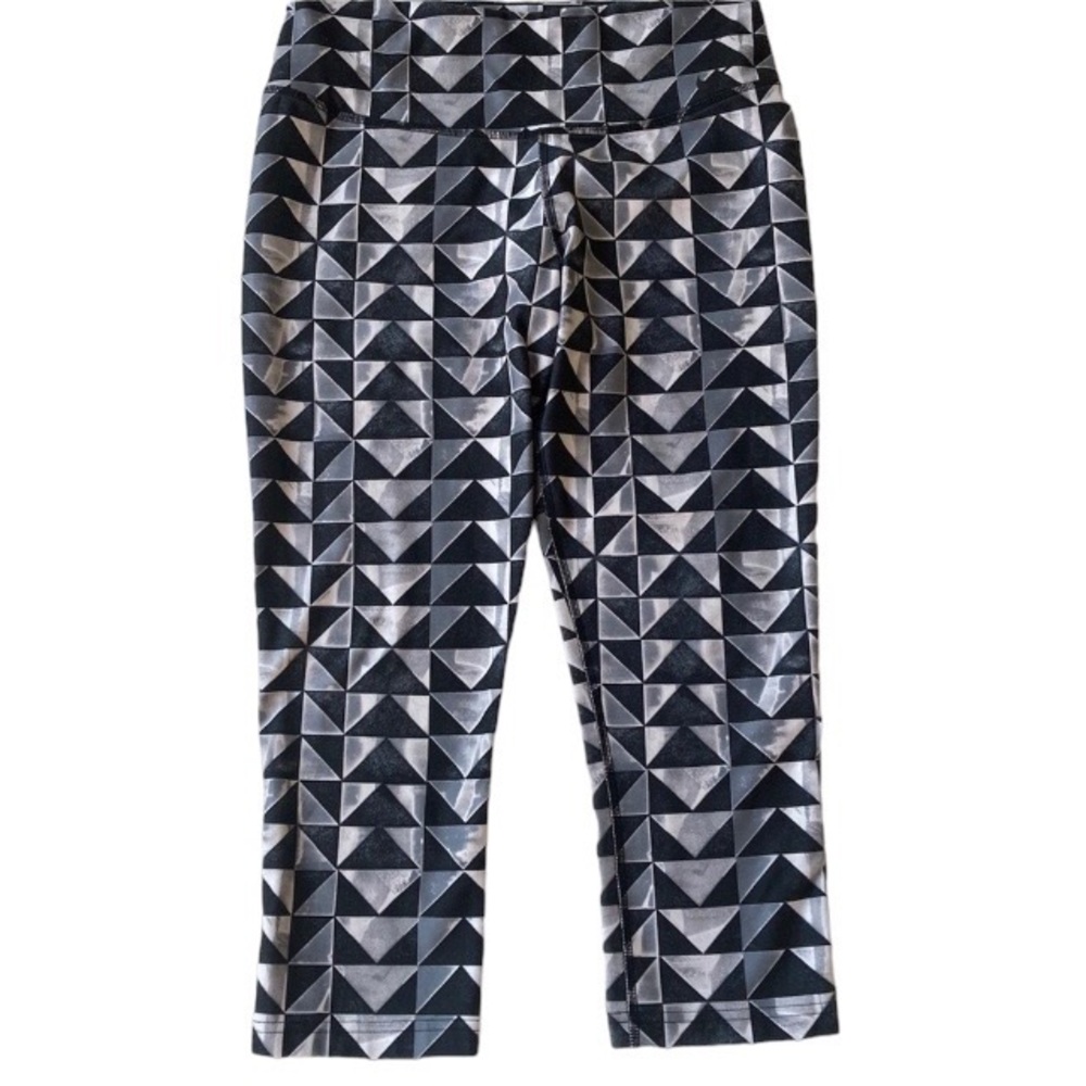 Nike Dri Fit Triangle Geo Print Cropped Leggings Ladies Small Gray Black